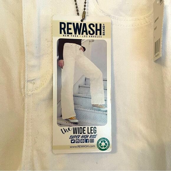 Rewash Brand Vintage Stretch Super High‎ Rise Wide Leg White Jeans Size 25 - Picture 7 of 9